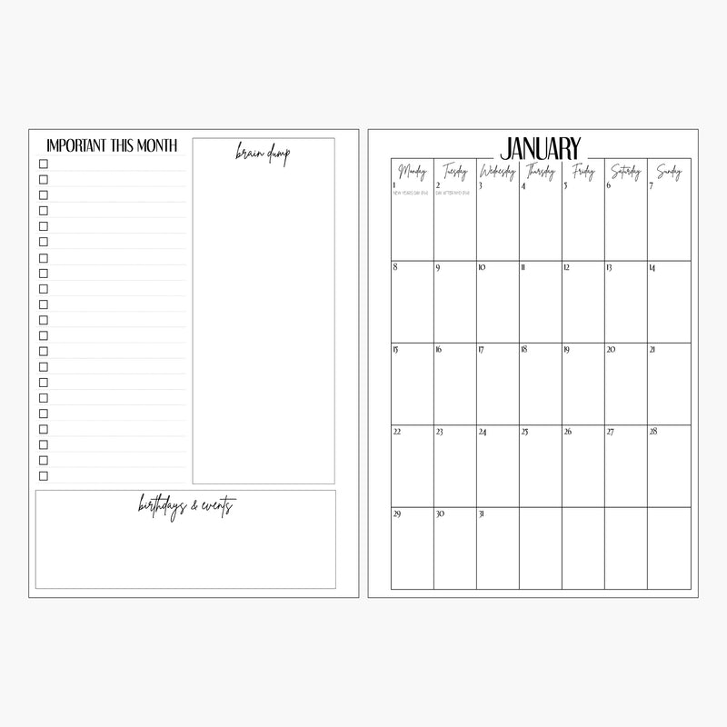 2024 Weekly Diary + Organiser Spread