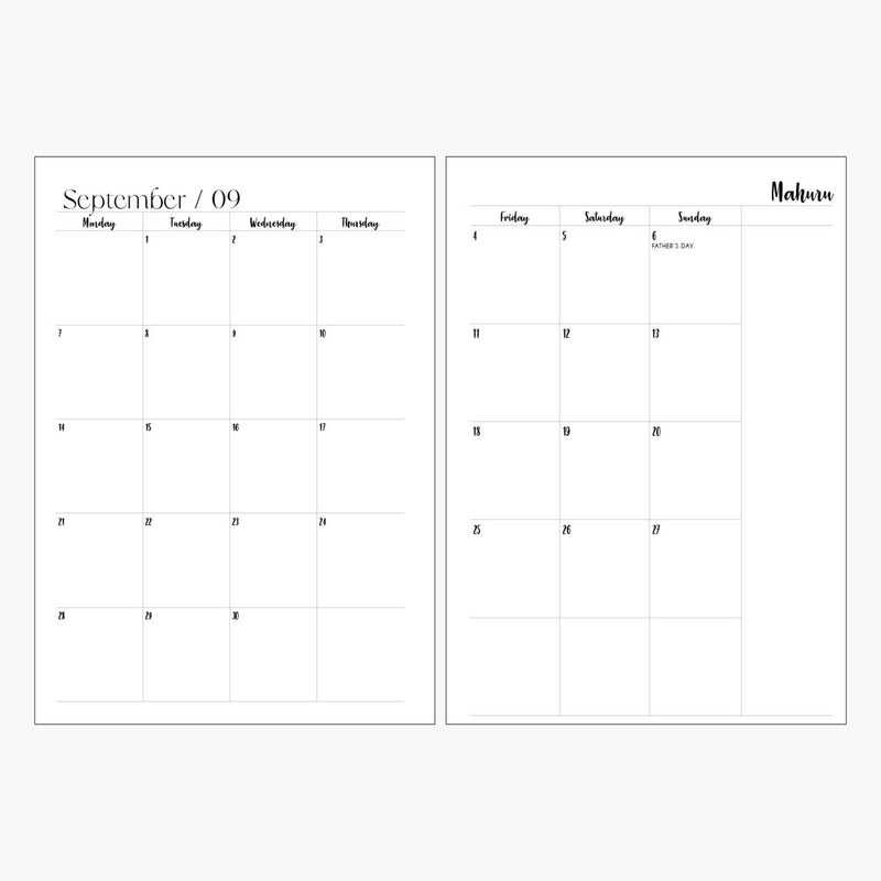 2026 Diary - Week Spread with Times