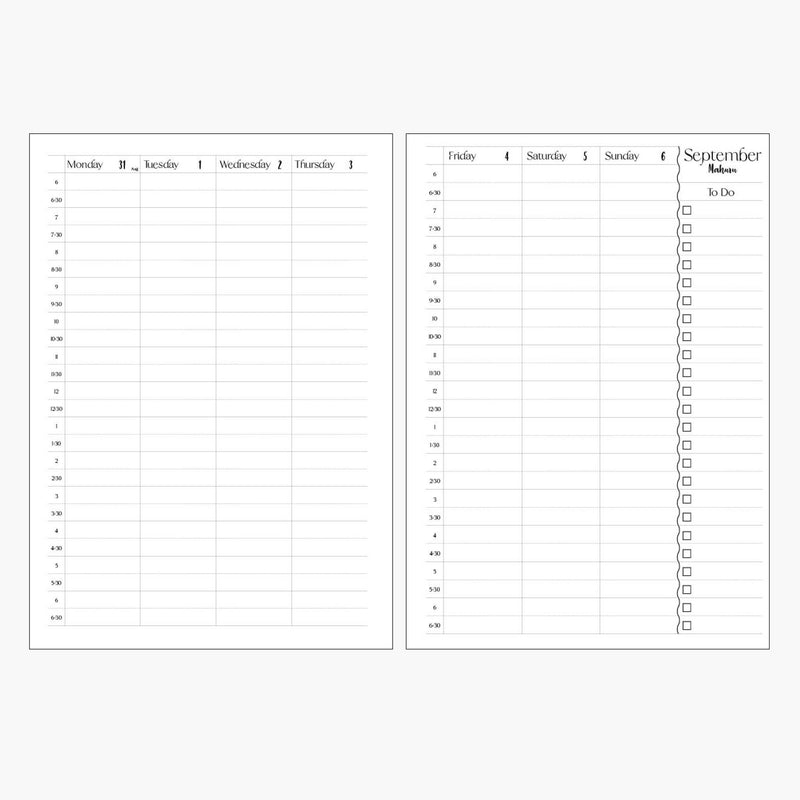 2026 Diary - Week Spread with Times